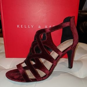 Kelly and Katy Ocillia Red Velvet Cage Heels